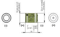 Tadiran 120 mAh Military Grade Lithium Metal Oxide Battery (TLM-1520M/S)