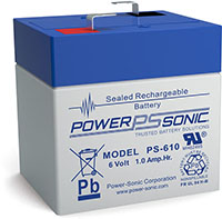 Power-Sonic PS Series 6V 1Ah Sealed Rechargeable Lead Acid Battery (PS610)