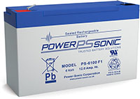 Power-Sonic PS Series 6V 12 Ah Sealed Rechargeable Lead Acid Battery (PS-6100)