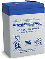 Power-Sonic PS Series 6V 4.5 Ah Sealed Rechargeable Lead Acid Battery (PS-640)