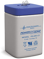 Power-Sonic PS Series 6V 5 Ah Sealed Rechargeable Lead Acid Battery (PS-650LF)